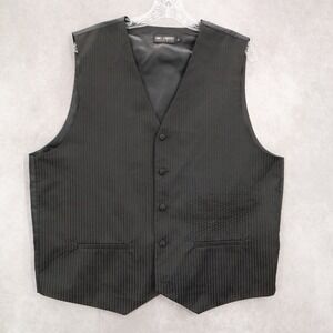 Umo Lorenzo Black 4 Button Stripe Welt Point Waistcoat Tuxedo Suit Vest L 46R